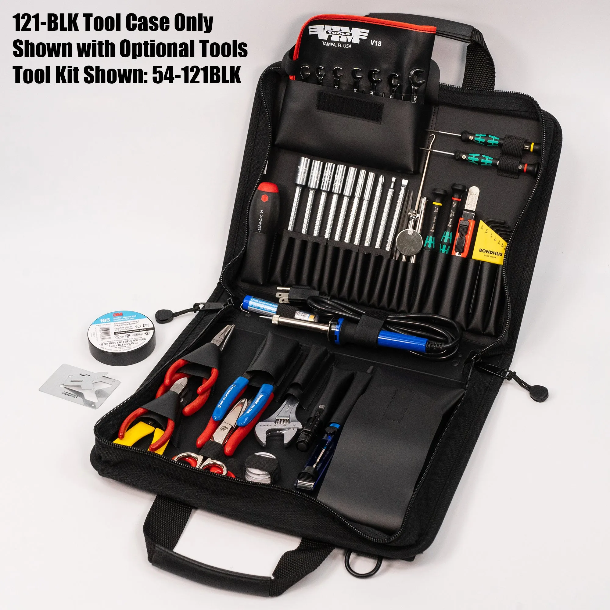 Crawford 121-BLK Soft Sided Zipper Tool Case 14" x 10" x 2-1/2" 36 Tool Pockets, Meter Pocket and Large Parts Pouch