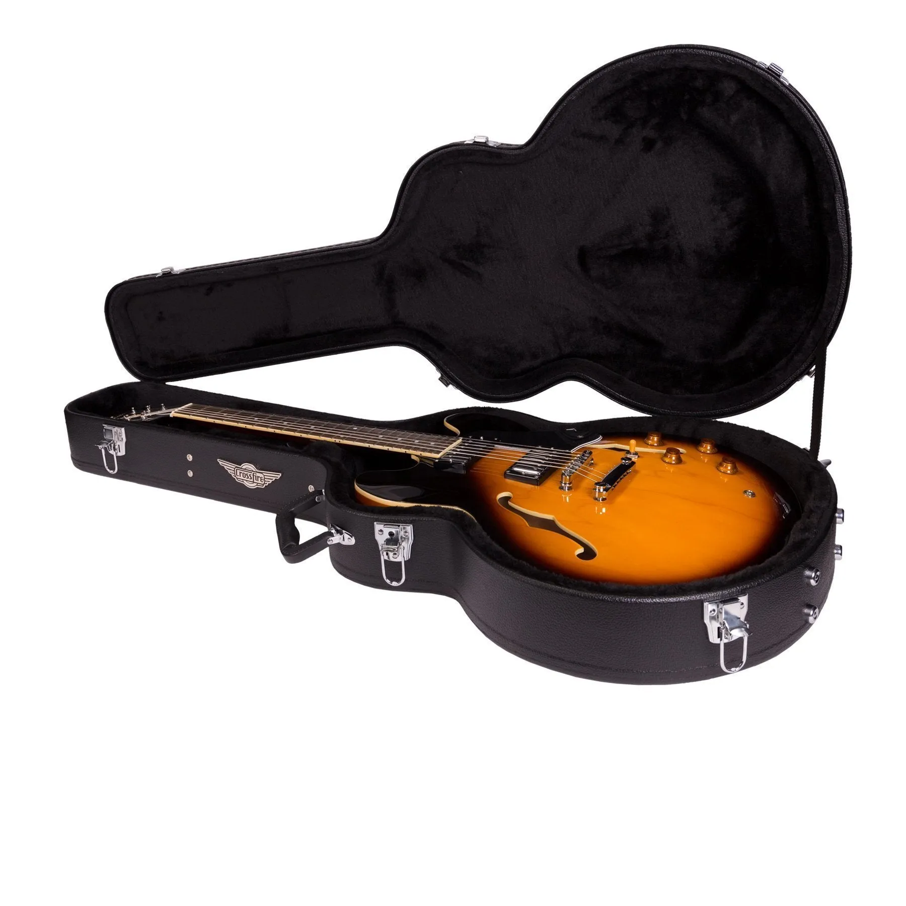 Crossfire Standard Shaped 335-Style Electric Guitar Hard Case (Black)