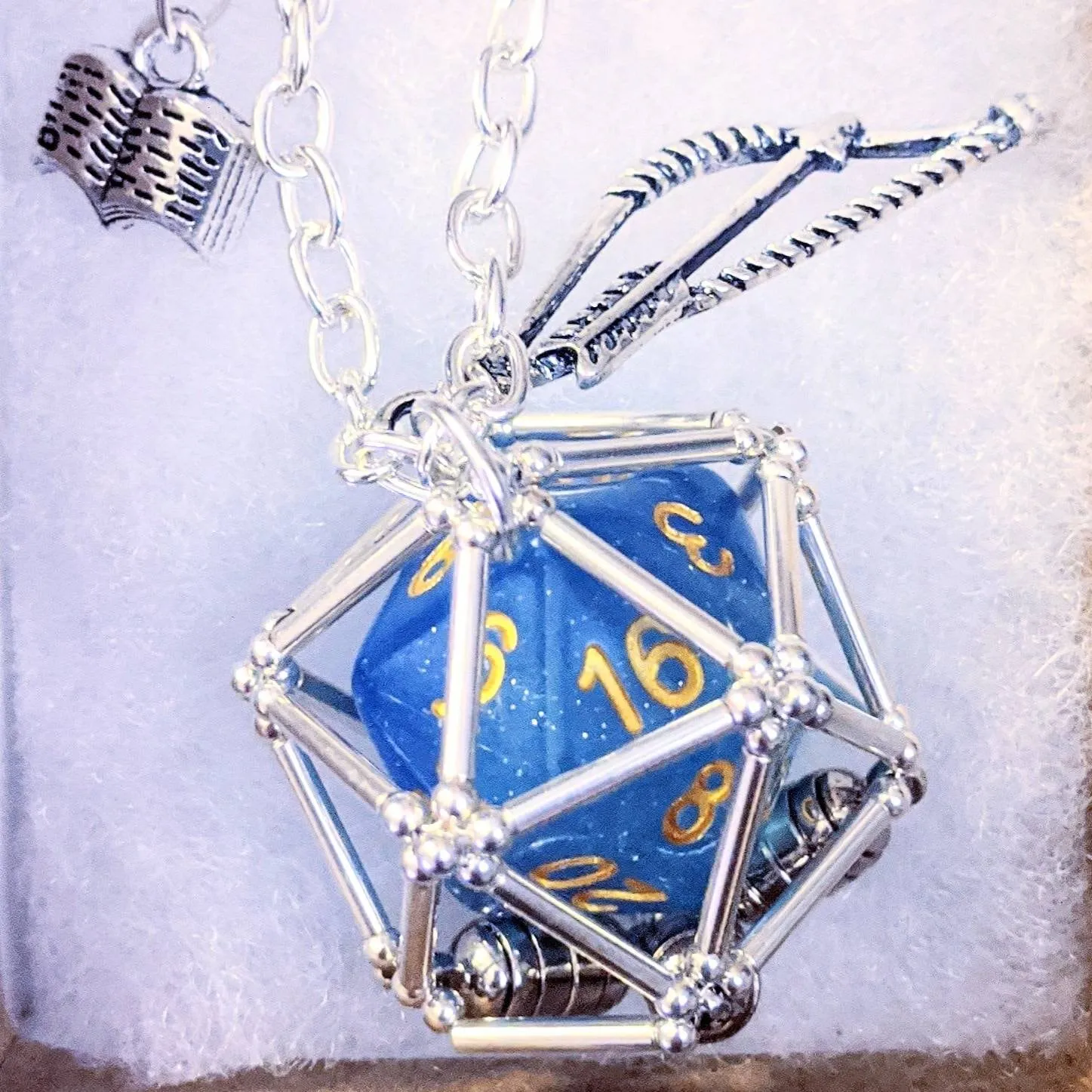 D20 Metal Brass Necklace Pendant /Dice Jail