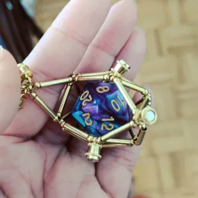 D20 Metal Brass Necklace Pendant /Dice Jail