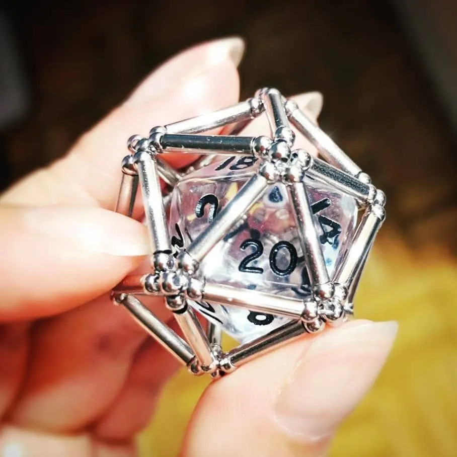 D20 Metal Brass Necklace Pendant /Dice Jail