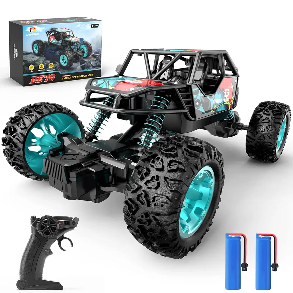 DEERC DE70 Remote Control Car 1:22 Scale 2.4G RC Monster Truck W/ Metal Shell