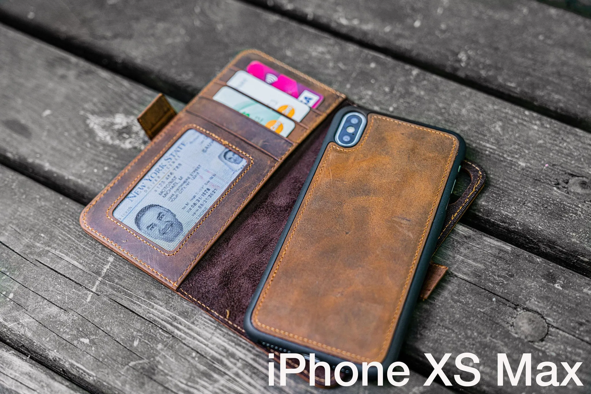 Detachable iPhone XS-Max Leather Wallet Case