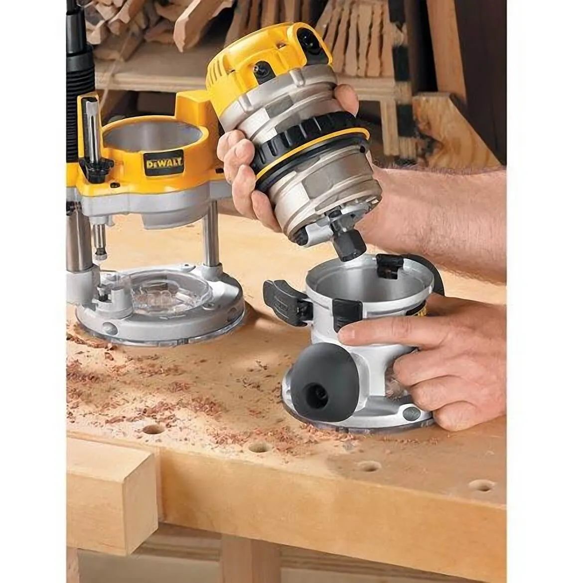 DeWALT DW618PK 2-1/4 HP Fixed Base Plunge Router Tool Combo Kit