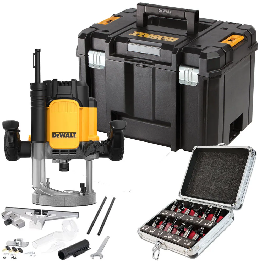 Dewalt DWE625KT 1/2in Plunge Router 2300W 110V with 1/2" 12 Piece Cutter Set