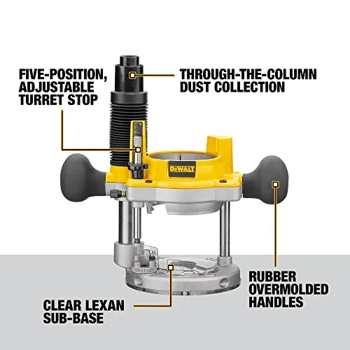 DEWALT Router, Fixed/Plunge Base Kit, Variable Speed, Soft Start, 2-1/4-HP (DW618PKB)