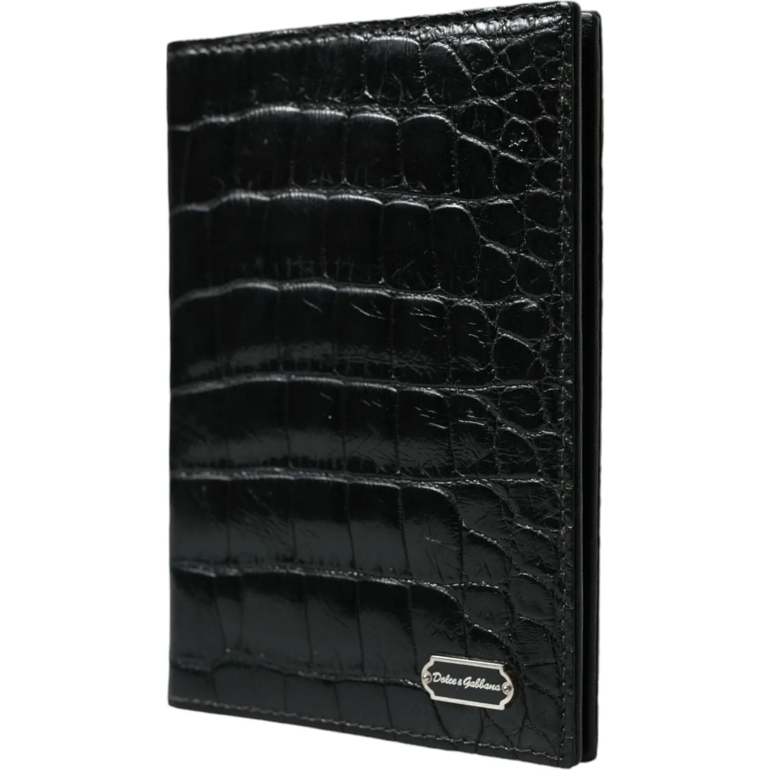 Dolce & Gabbana Black Exotic Skin Leather Long Bifold Passport Holder