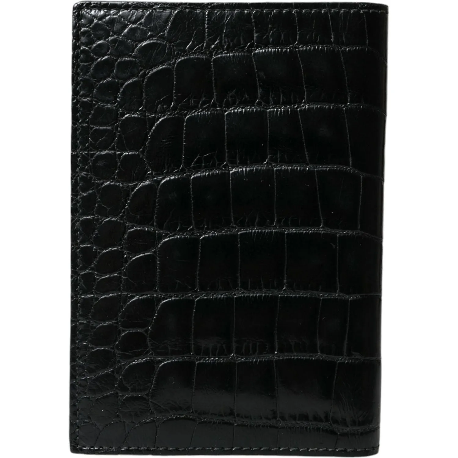 Dolce & Gabbana Black Exotic Skin Leather Long Bifold Passport Holder