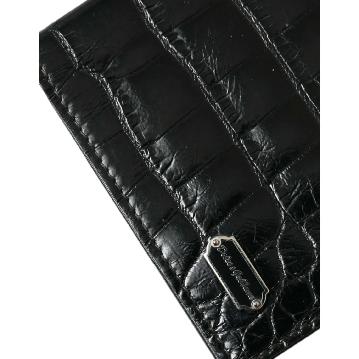 Dolce & Gabbana Black Exotic Skin Leather Long Bifold Passport Holder