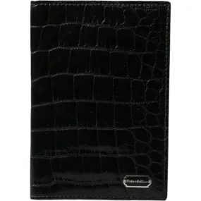 Dolce & Gabbana Black Exotic Skin Leather Long Bifold Passport Holder