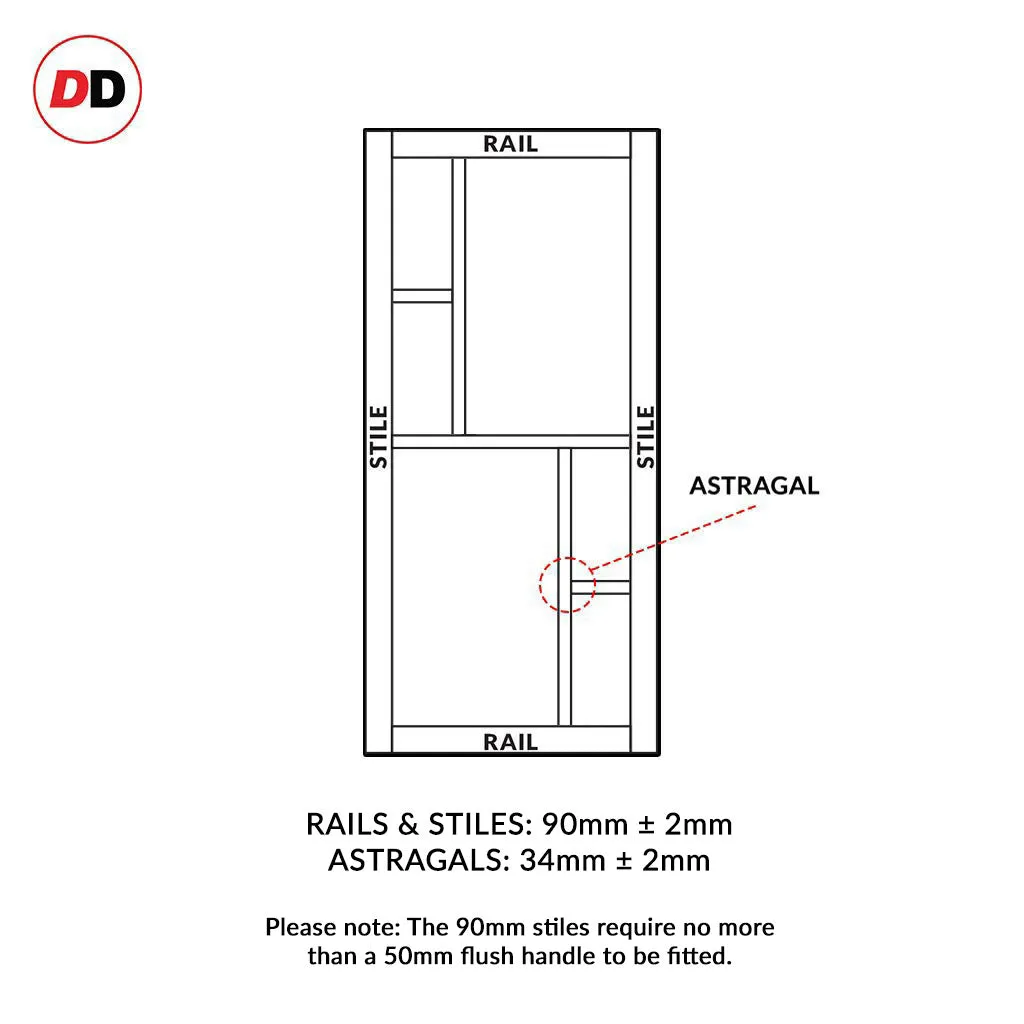 Double Sliding Door & Premium Wall Track - Eco-Urban® Cairo 6 Pane Doors DD6419G Clear Glass - 6 Colour Options