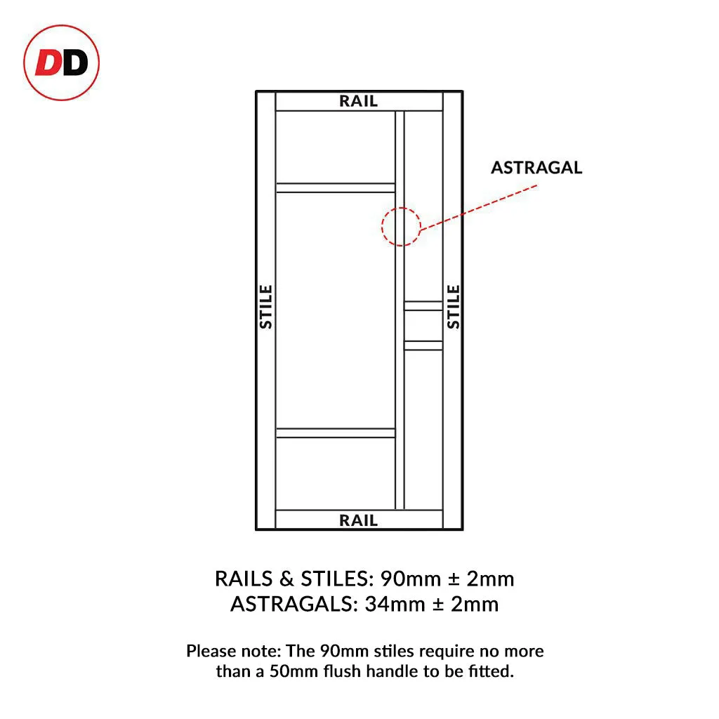 Double Sliding Door & Premium Wall Track - Eco-Urban® Isla 6 Panel Doors DD6429 - 6 Colour Options