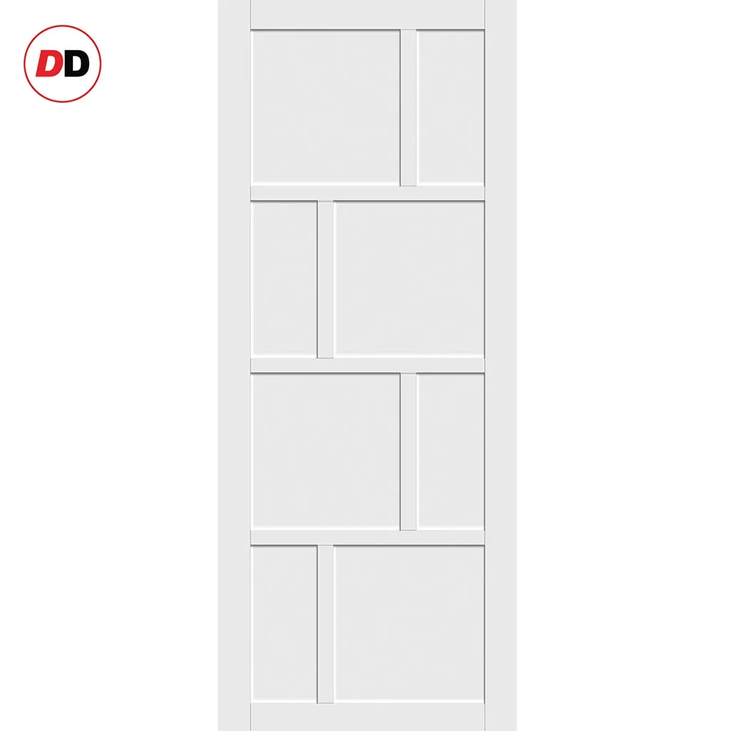 Double Sliding Door & Premium Wall Track - Eco-Urban® Kochi 8 Panel Doors DD6415 - 6 Colour Options