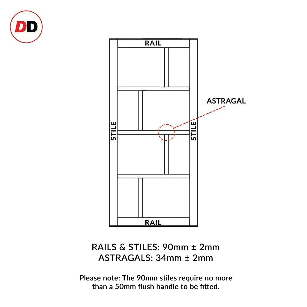 Double Sliding Door & Premium Wall Track - Eco-Urban® Kochi 8 Panel Doors DD6415 - 6 Colour Options