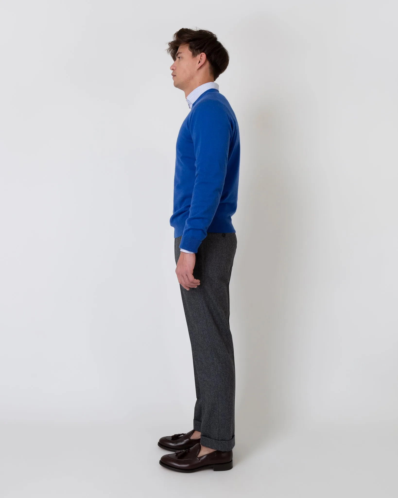 Dress Trouser in Mid-Grey Flannel