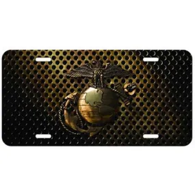 Eagle, Globe & Anchor Full Color Embossed Metal Design License Plate