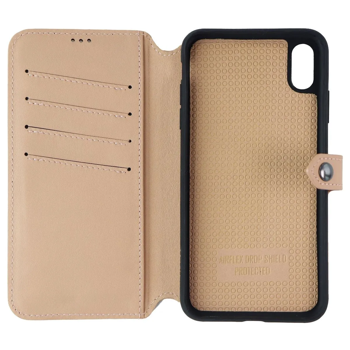 ERCKO 2-in-1 Magnet Wallet Leather Case for iPhone XS Max - Light Brown/Black