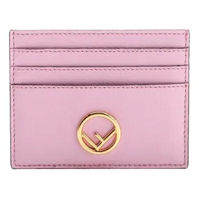 Fendi F Logo Lavanda Pink Leather Card Case Wallet