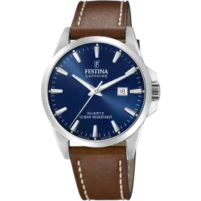 Festina Swiss Made Leather Analog Mens Watch I Model F20025/3 Quartz Movement