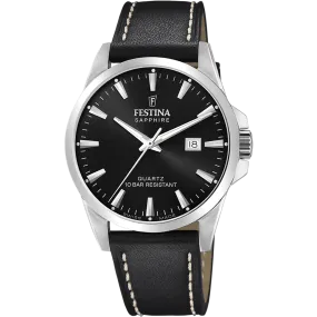 Festina Swiss Made Leather Analog Mens Watch I Model F20025/4 Quartz Movement