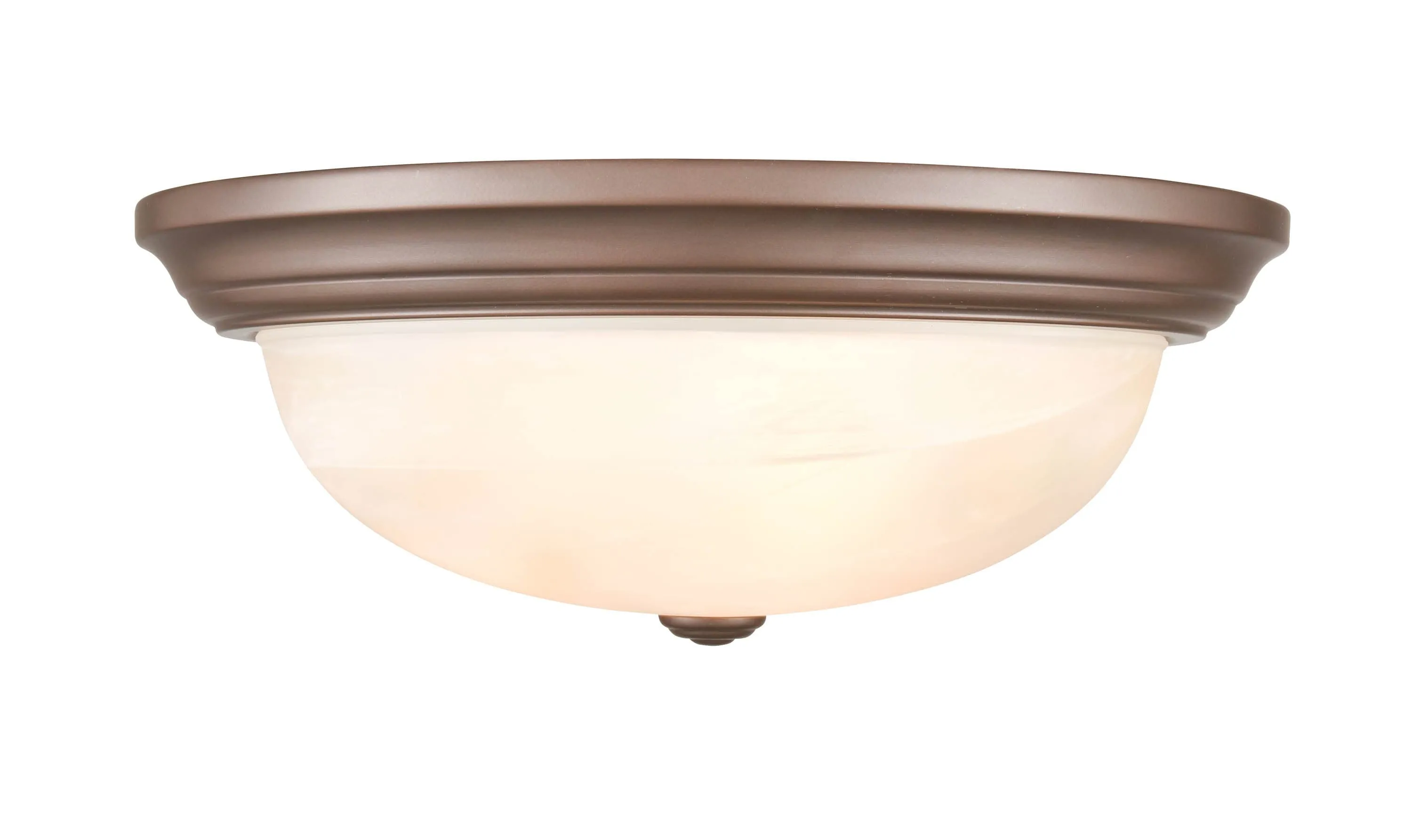 Flush Mount Fixture - Bronze - Faux Alabaster Glass - 15in. Diameter - E26 Medium Base