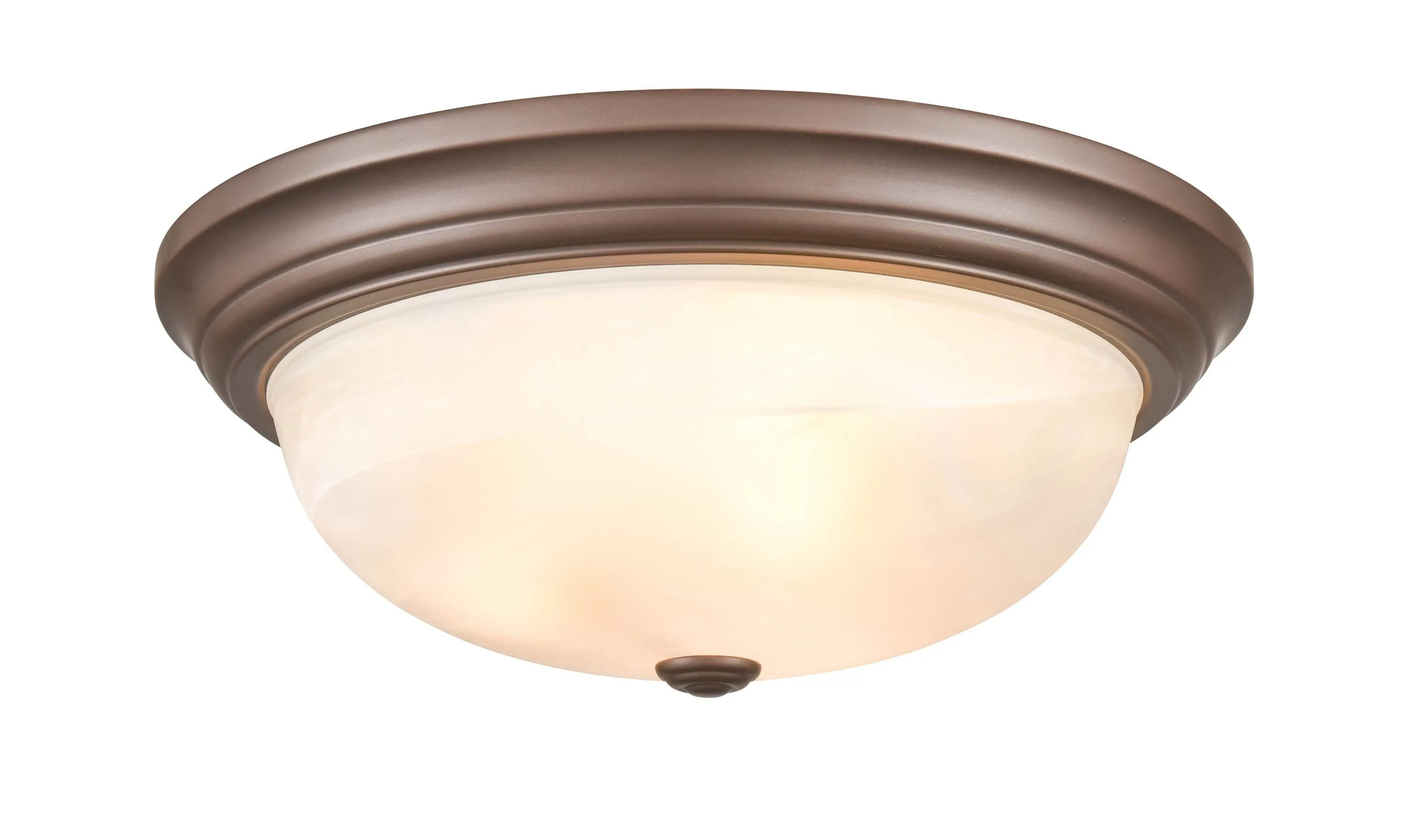 Flush Mount Fixture - Bronze - Faux Alabaster Glass - 15in. Diameter - E26 Medium Base