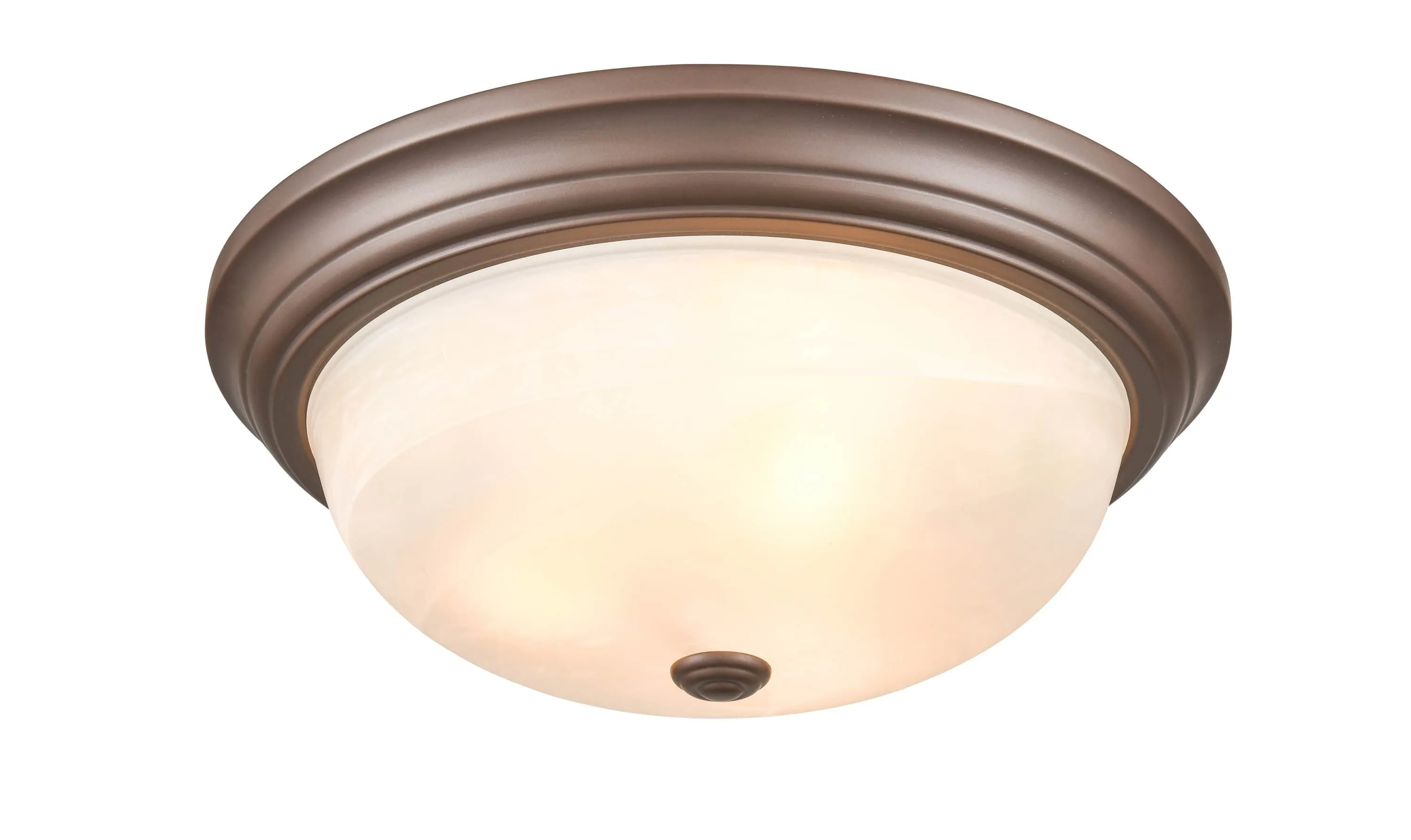 Flush Mount Fixture - Bronze - Faux Alabaster Glass - 15in. Diameter - E26 Medium Base