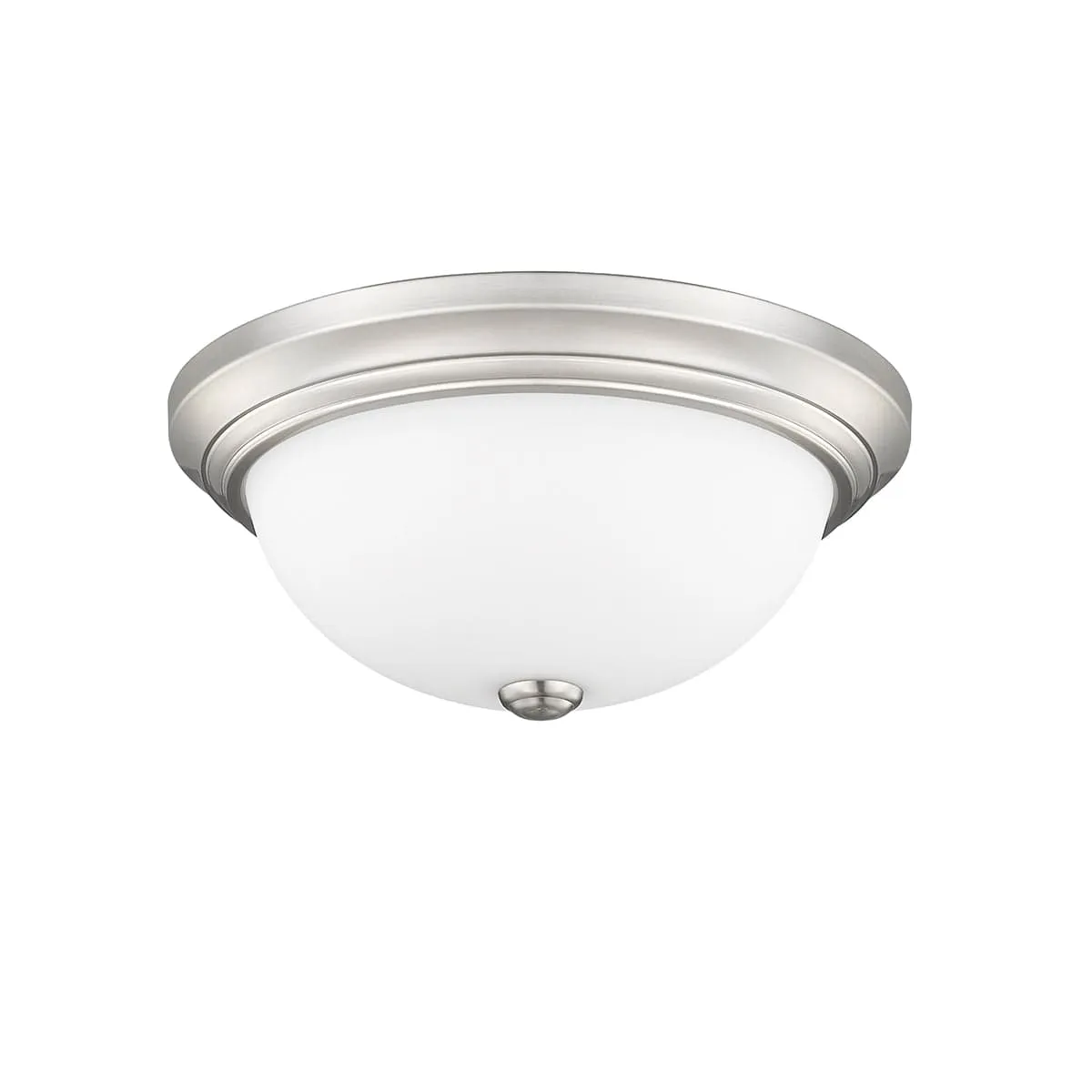 Flush Mount Fixture - Brushed Nickel - Etched White Glass - 13in. Diameter - E26 Medium Base