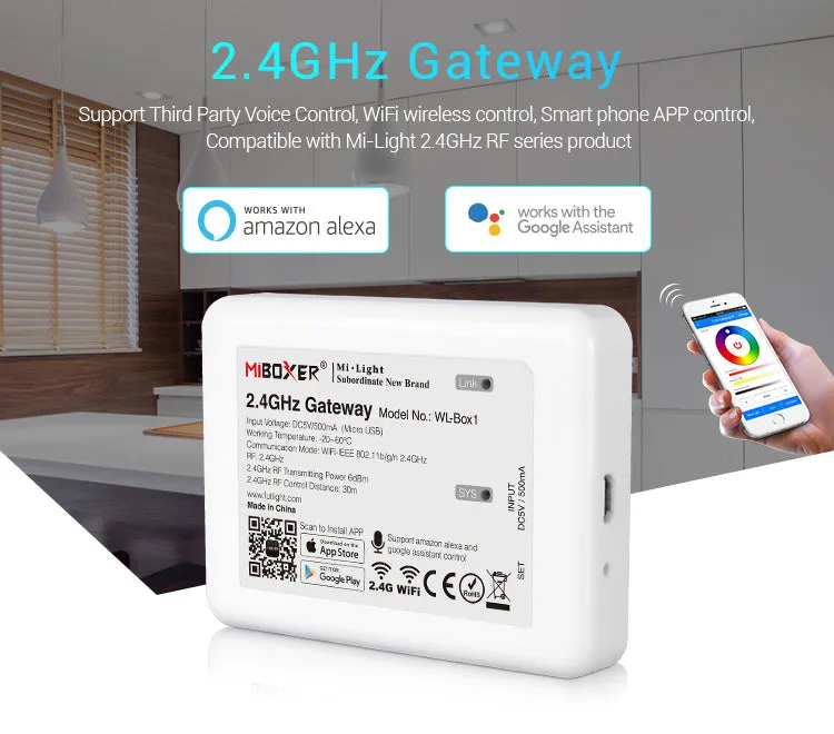 FluxTech® 2.4GHz Gateway. Newest Version Wireless Control. Third Party Voice Control Compatible.