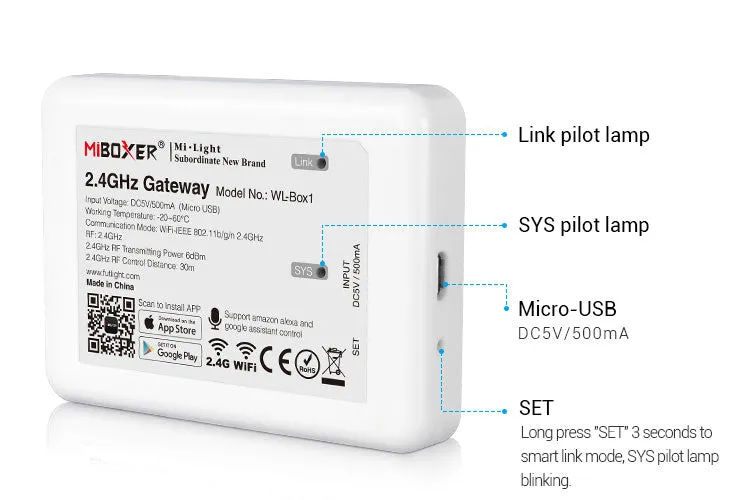 FluxTech® 2.4GHz Gateway. Newest Version Wireless Control. Third Party Voice Control Compatible.