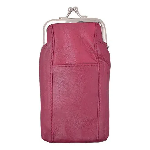 Genuine Leather Cigarette Case with Lighter Pouch Hot Pink by Marshal