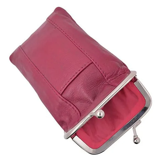 Genuine Leather Cigarette Case with Lighter Pouch Hot Pink by Marshal