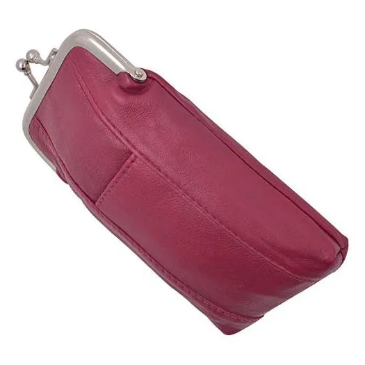 Genuine Leather Cigarette Case with Lighter Pouch Hot Pink by Marshal