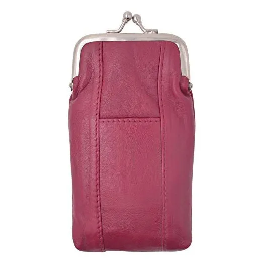 Genuine Leather Cigarette Case with Lighter Pouch Hot Pink by Marshal