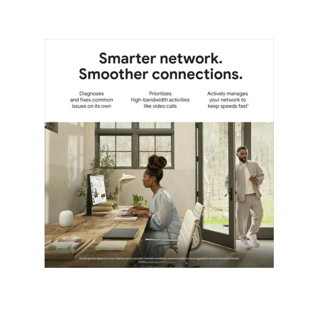 Google GA03689-US 4,400 sq.Feet Nest Wifi Pro 6e AXE5400 Mesh Router (2-pack) - Snow