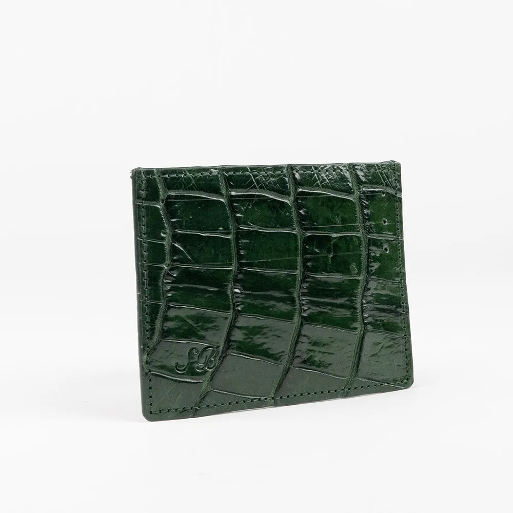 Green Genuine Crocodile Skin Credit Card Case