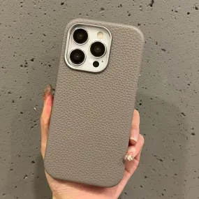 Grey Leather Case With Metal Ring