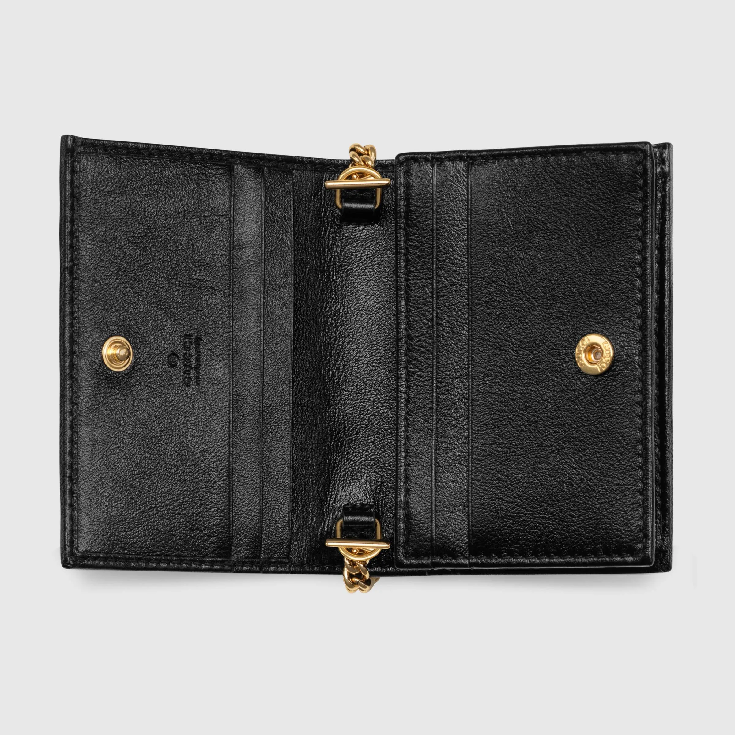 Gucci Rajah Chain Card Case Wallet Black