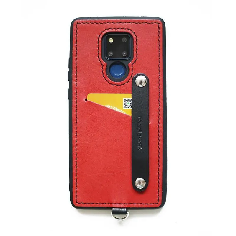 Handmade Black Leather Huawei Mate 20 Case with Card Holder CONTRAST COLOR Huawei Mate 20 Leather Case