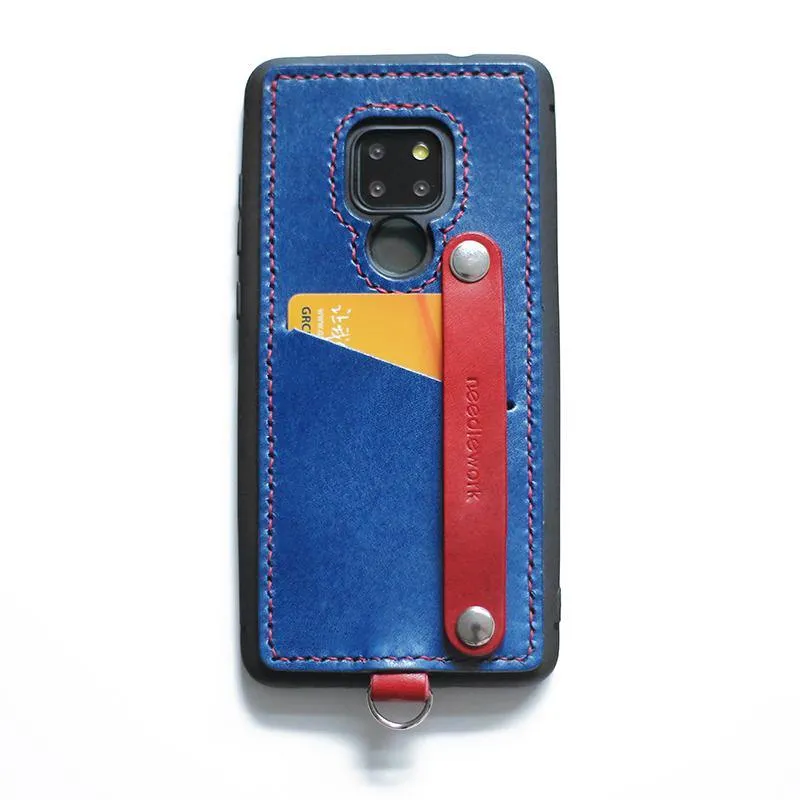 Handmade Red Leather Huawei Mate 20 Case with Card Holder CONTRAST COLOR Huawei Mate 20 Leather Case