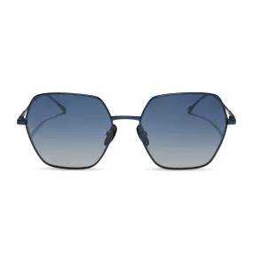 HARLOWE - DEEP NAVY METAL   AEGEAN BLUE FLASH SUNGLASSES