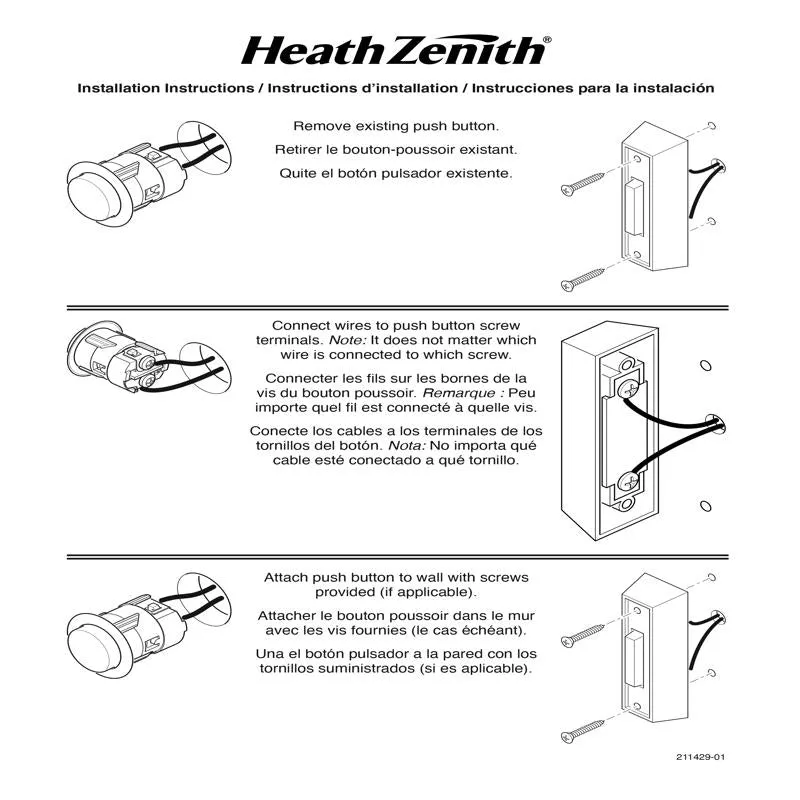 Heath Zenith Oil Rubbed Bronze Metal Wired Pushbutton Doorbell