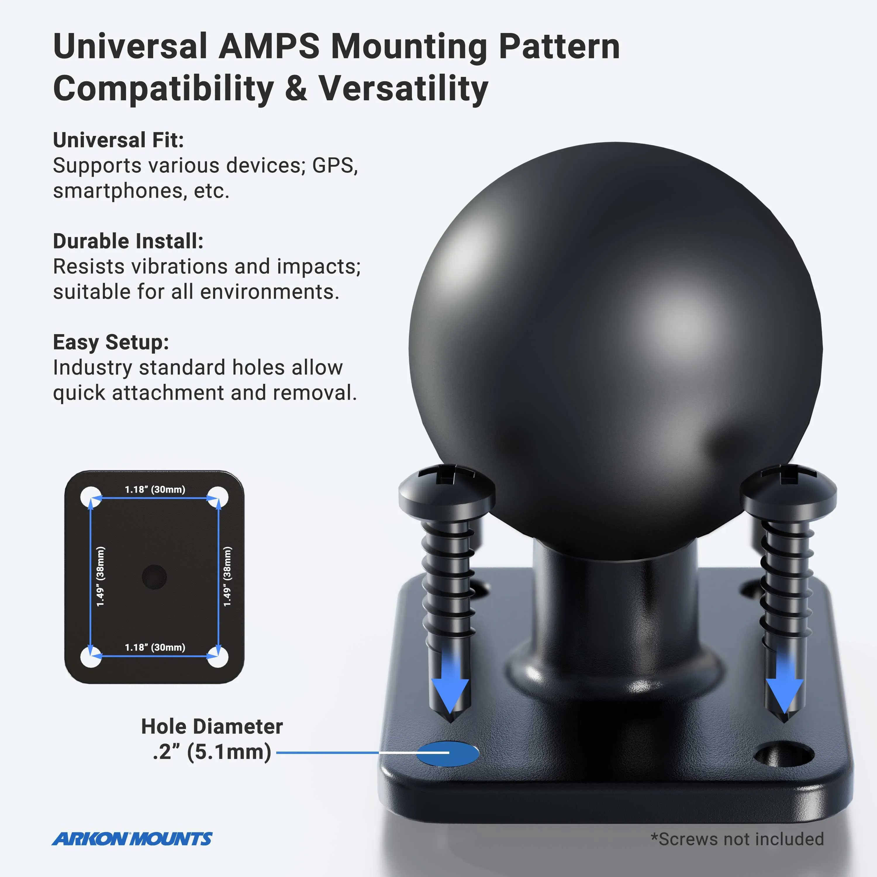 Heavy Duty Metal AMPS Mounting Pedestal - 38mm Ball Compatible