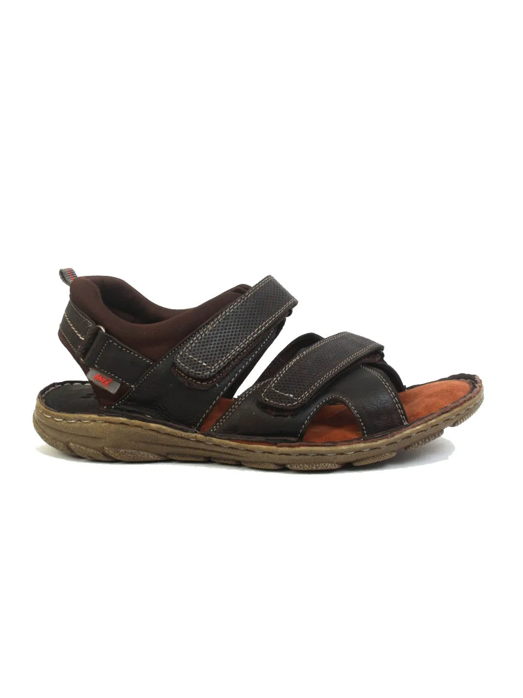 Hitz Men's Brown Leather Comfort Sandals with Velcro Closure