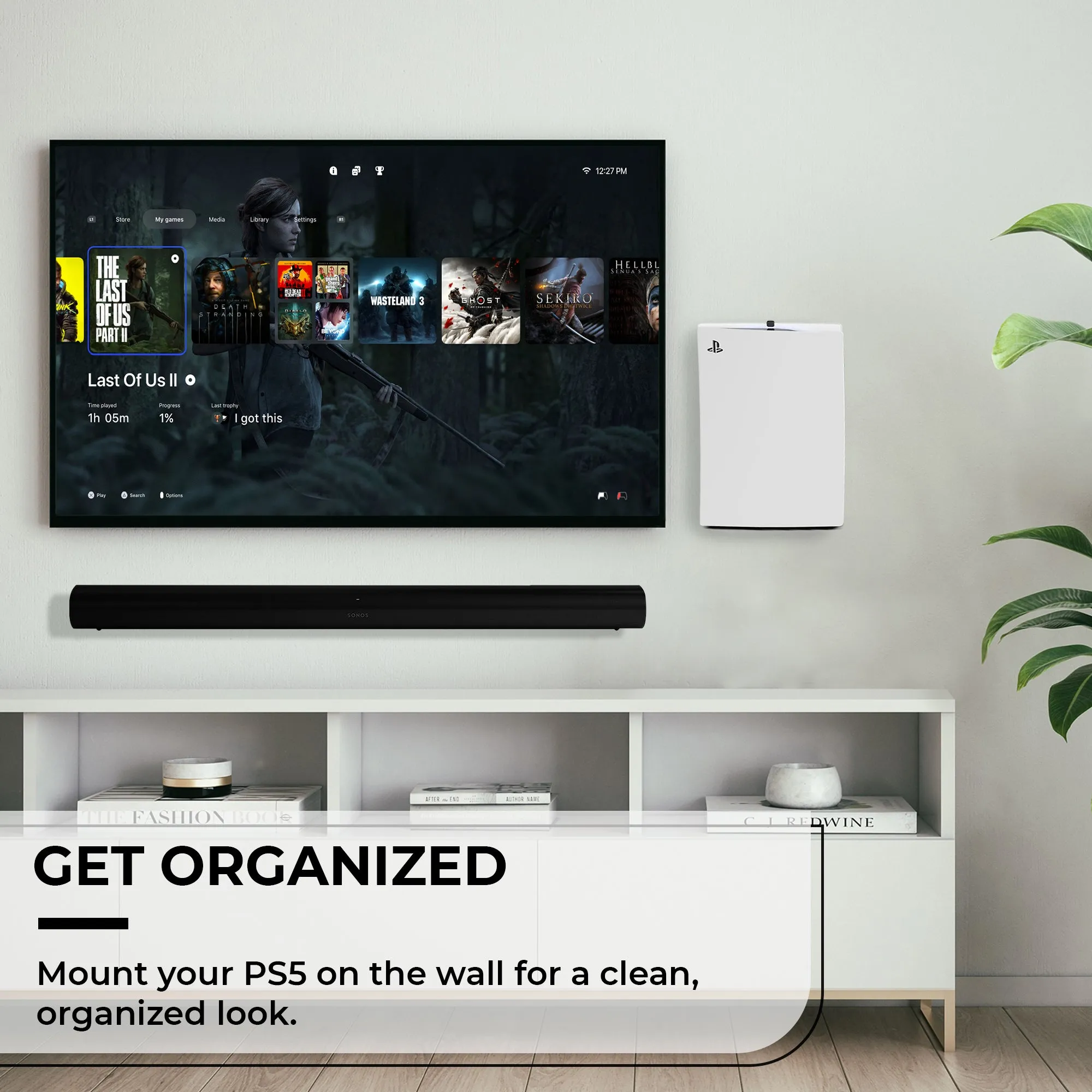 HumanCentric Wall Mount Compatible with PS5, Hide PS5 Console or Mount on Wall