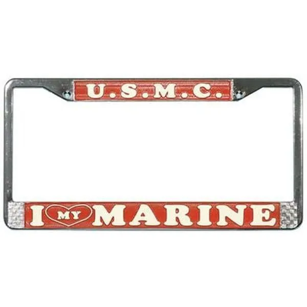 I Love My Marine License Plate Frame