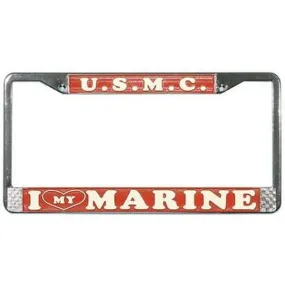 I Love My Marine License Plate Frame