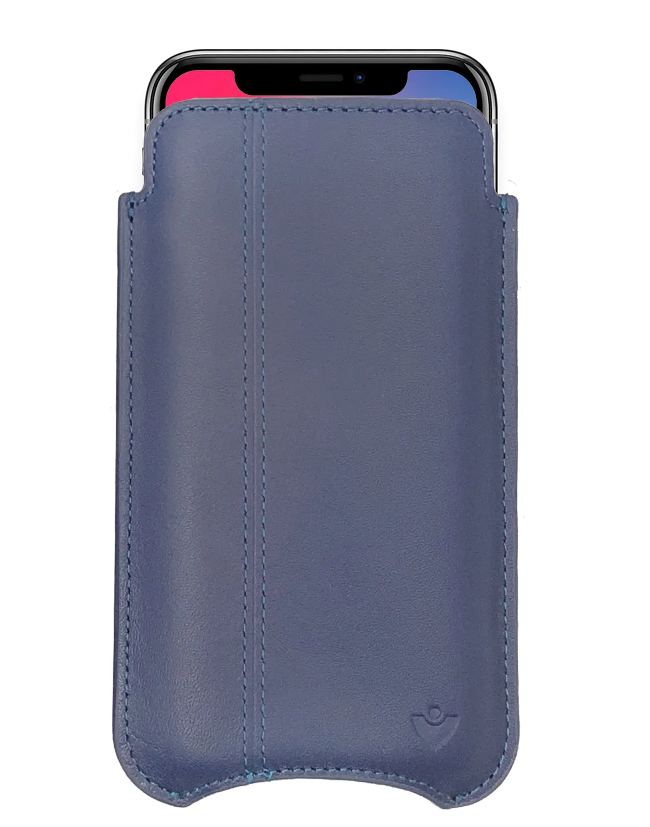 iPhone 15 / 15 Pro Blueberry Blue Leather Wallet Case with NueVue Patented Antimicrobial, Germ Fighting and Screen Cleaning Technology