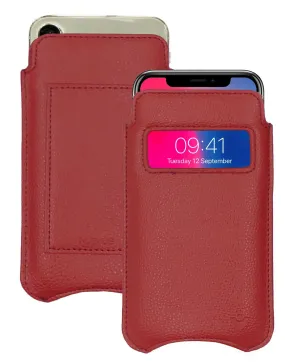 iPhone 15 / 15 Pro Rose Red Faux Leather Wallet Case with NueVue Patented Antimicrobial, Germ Fighting and Screen Cleaning Technology