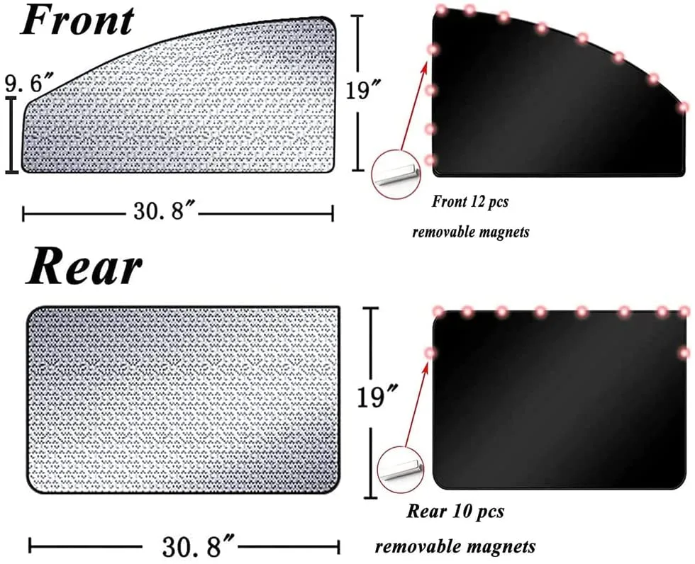 ITEM# 0033   Car Window Sun Shades Covers - Magnetic Privacy Side Sunshades Blackout Auto Camping Curtains Accessories for Sleeping and Resting (Watch Video)